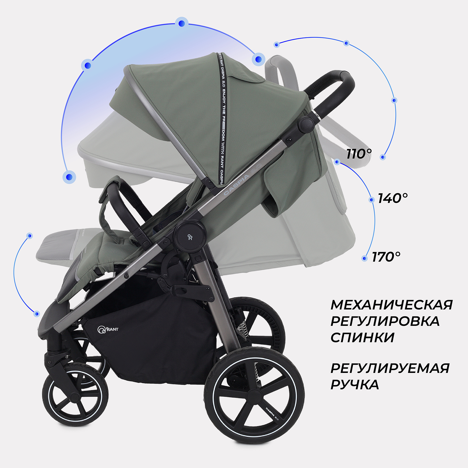 Коляска прогулочная Rant Caspia 2.0 зеленый - фото 5