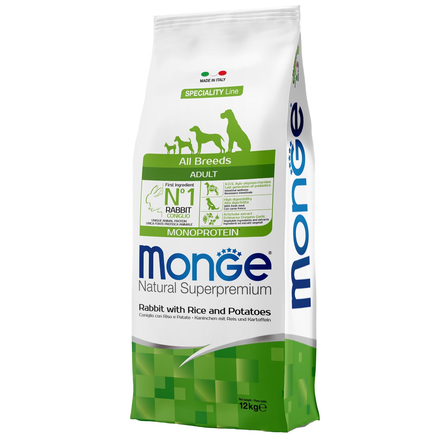 Корм для собак MONGE Dog Monoprotein всех пород кролик с рисом и картофелем сухой 12кг - фото 2