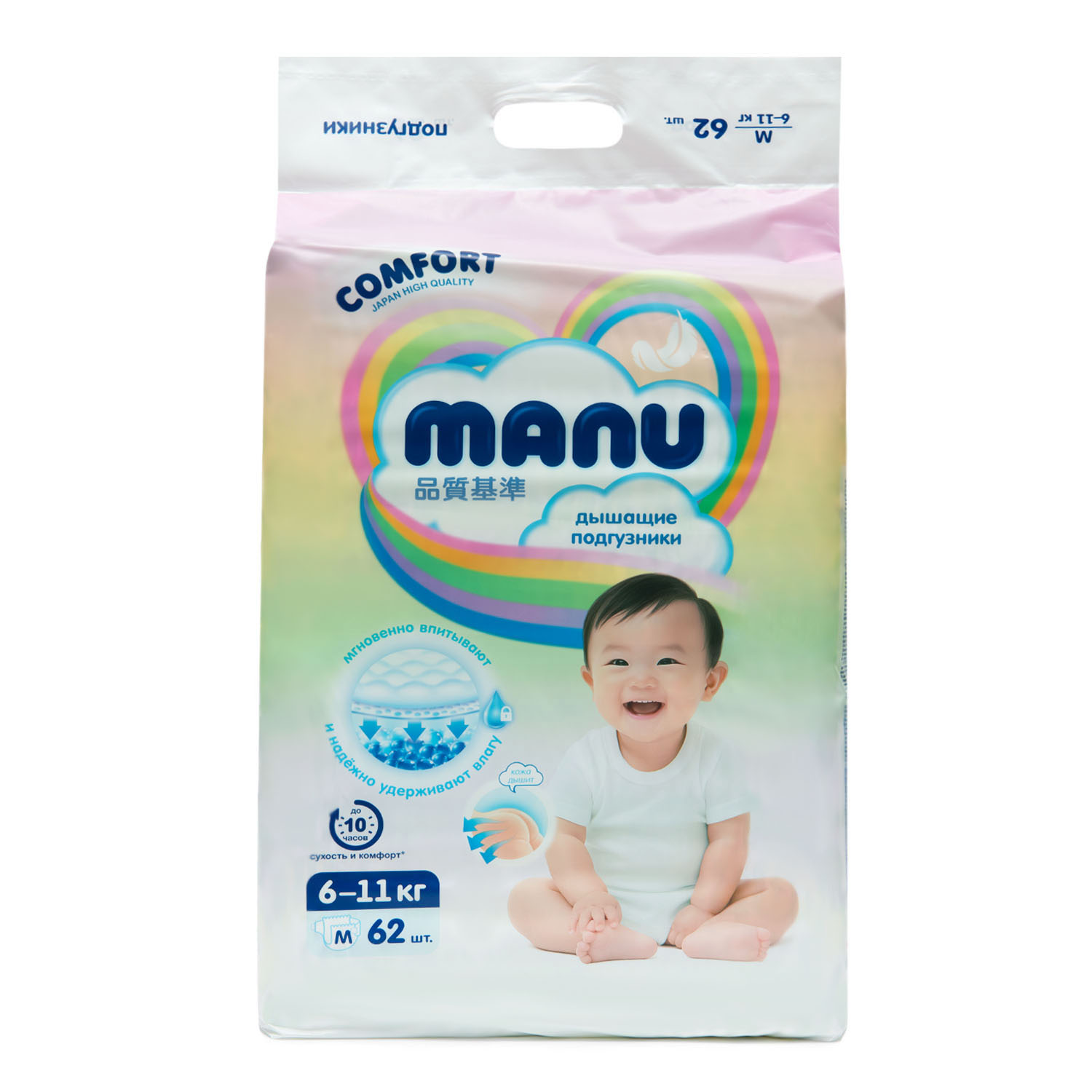 Подгузники MANU Comfort M (6-11 кг) 62 шт. - фото 11