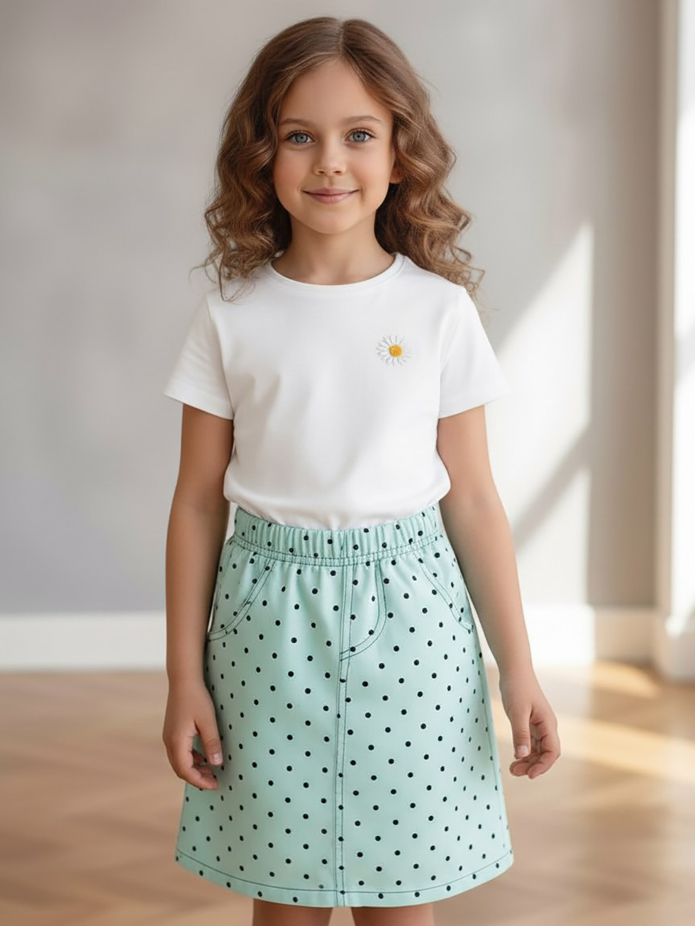 Изображение товара Юбка для девочек VGtrikotazh 104 с принтом и эластичным поясом