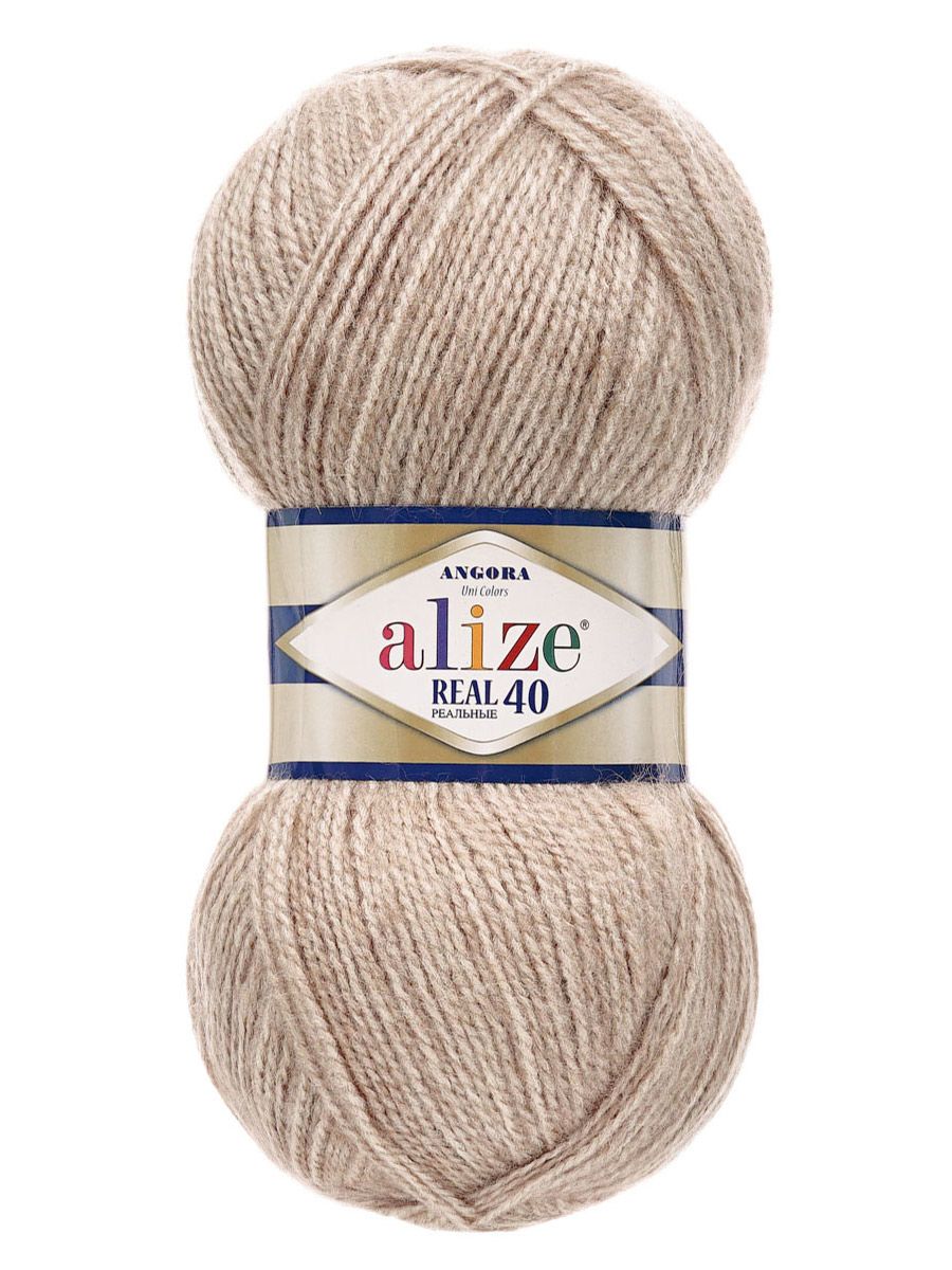 Пряжа Alize мягкая для вязания Angora real 40 100 гр 430 м 5 мотков 152 беж меланж - фото 4