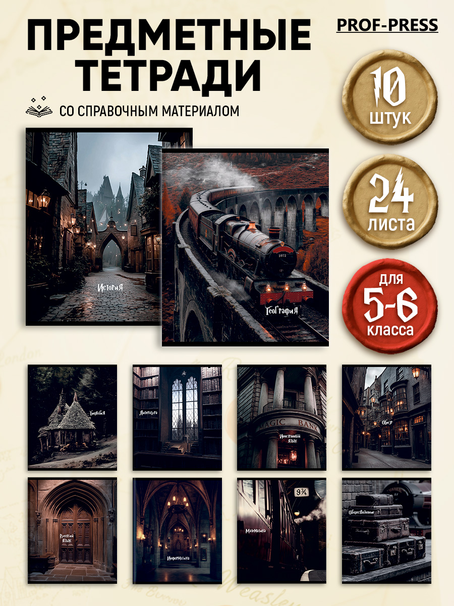 Тетрадь Prof-Press 24 лист. 10 шт. (Иностранный язык, Биология, История, Русский язык, Литература, Алгебра) - фото 1