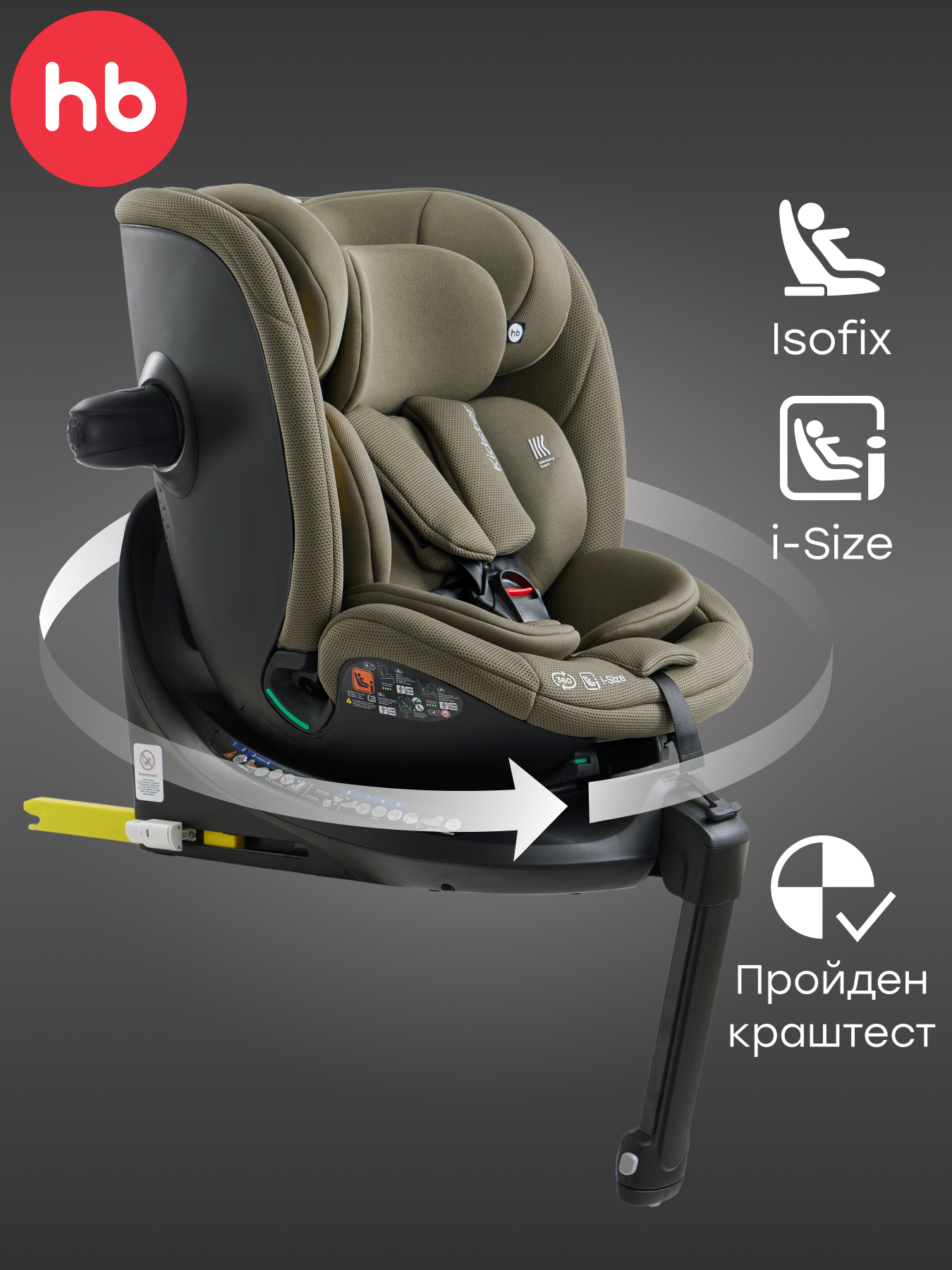 Автокресло Happy Baby Kidster Isofix 0+/1/2/3 (0-36 кг) зеленый - фото 1