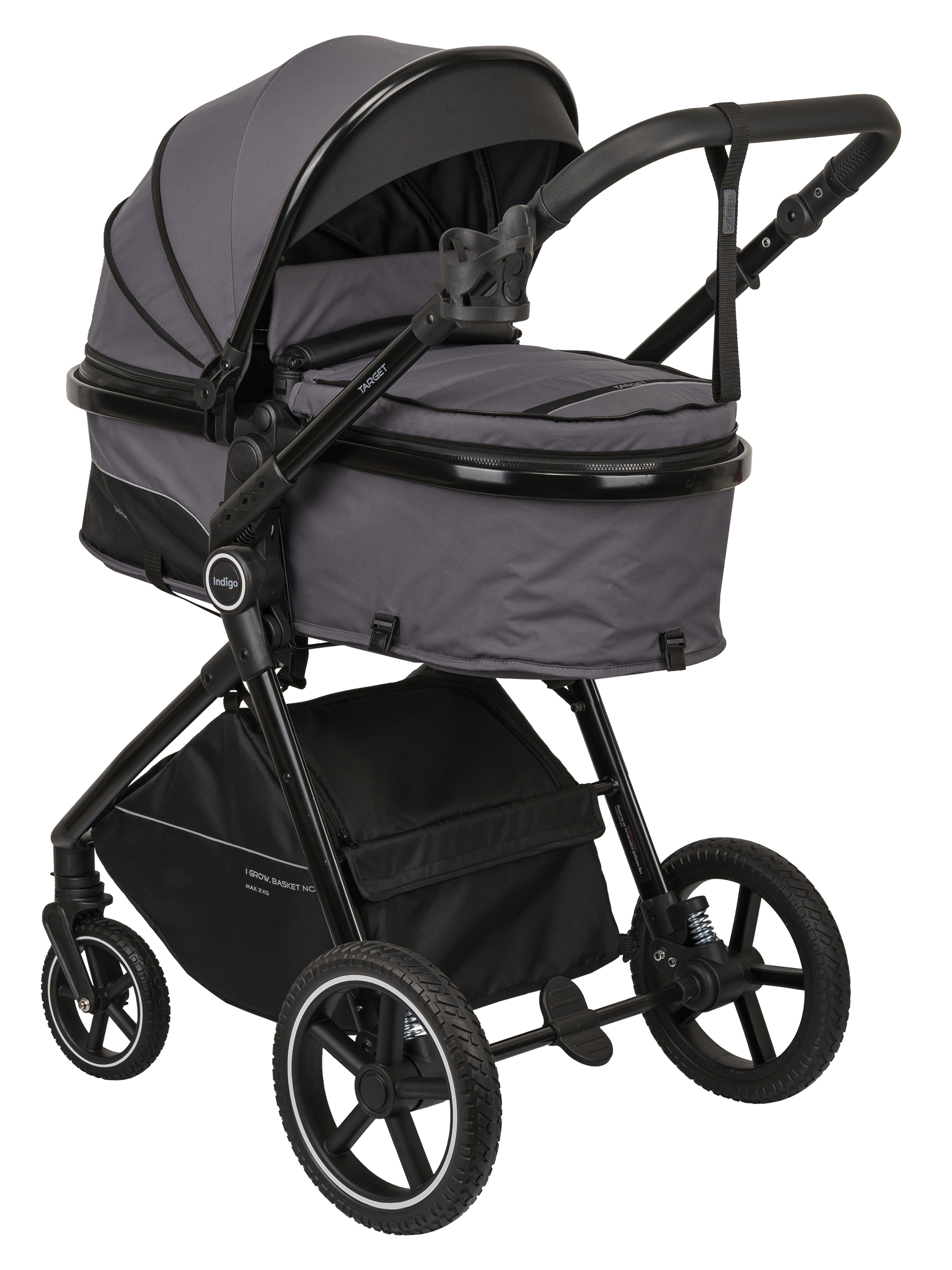 Коляска трансформер Indigo TARGET 3в1 серый - фото 16