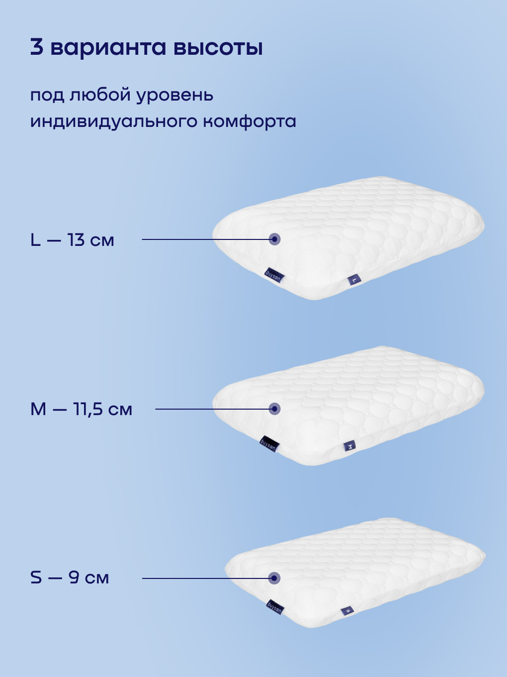 Подушка ортопедическая buyson BuyFeel M высота 11.5 см 40 x 60 см 1 шт. - фото 11