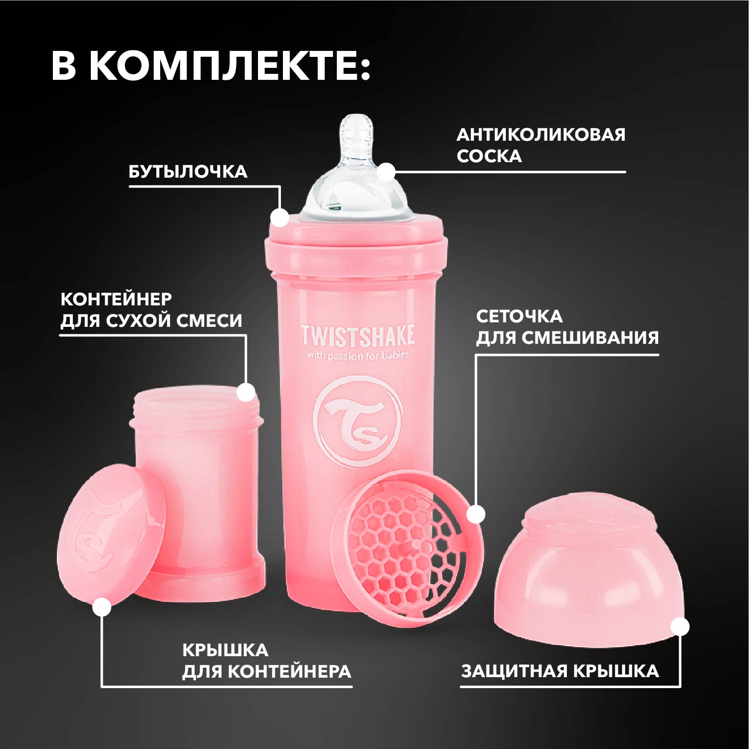Бутылочка Twistshake Anti-Colic 260 мл 1 шт. - фото 2