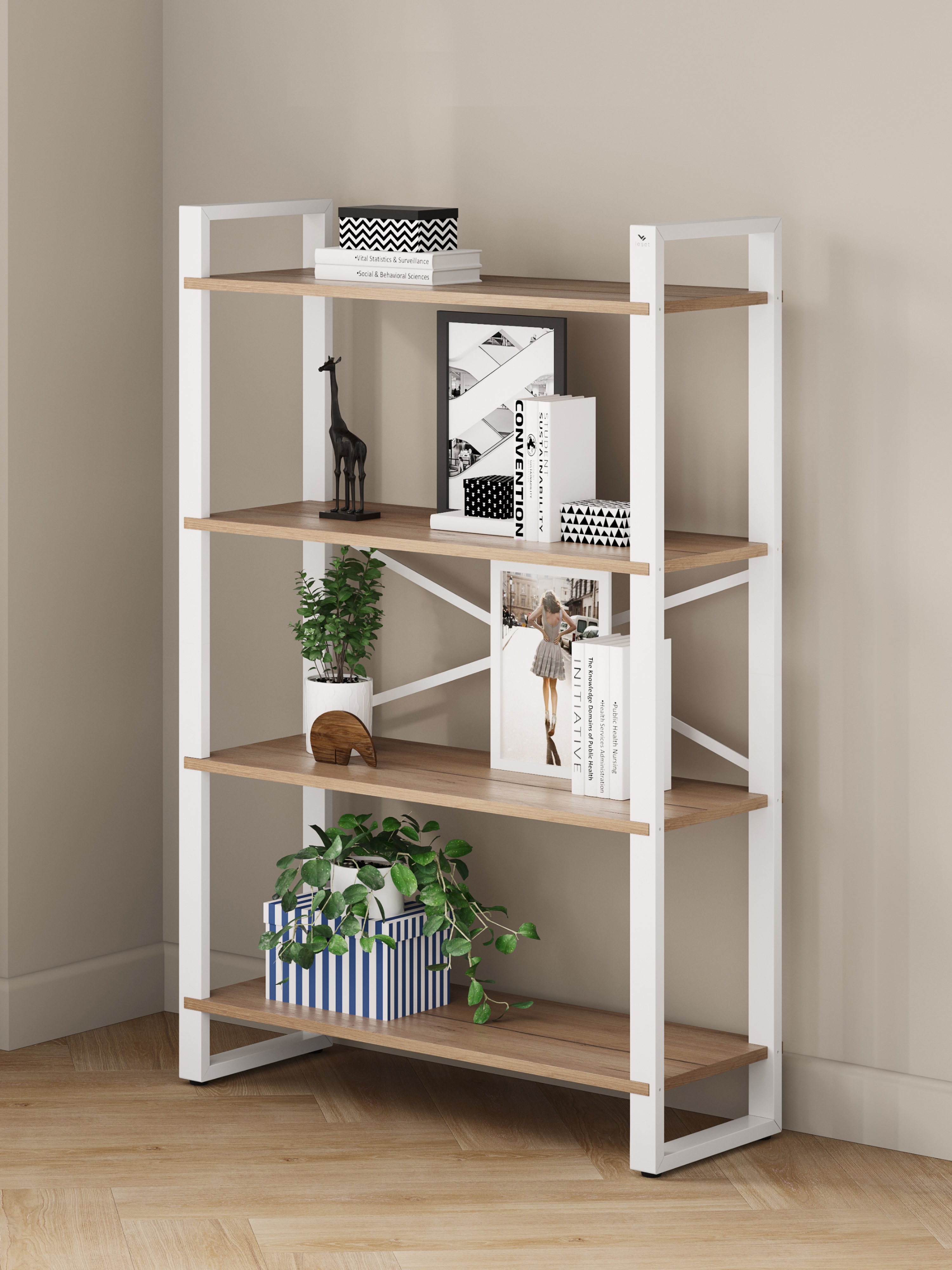 Изображение товара Стеллаж Leset Стилвуд 134 Белый/Дуб крафт золотой