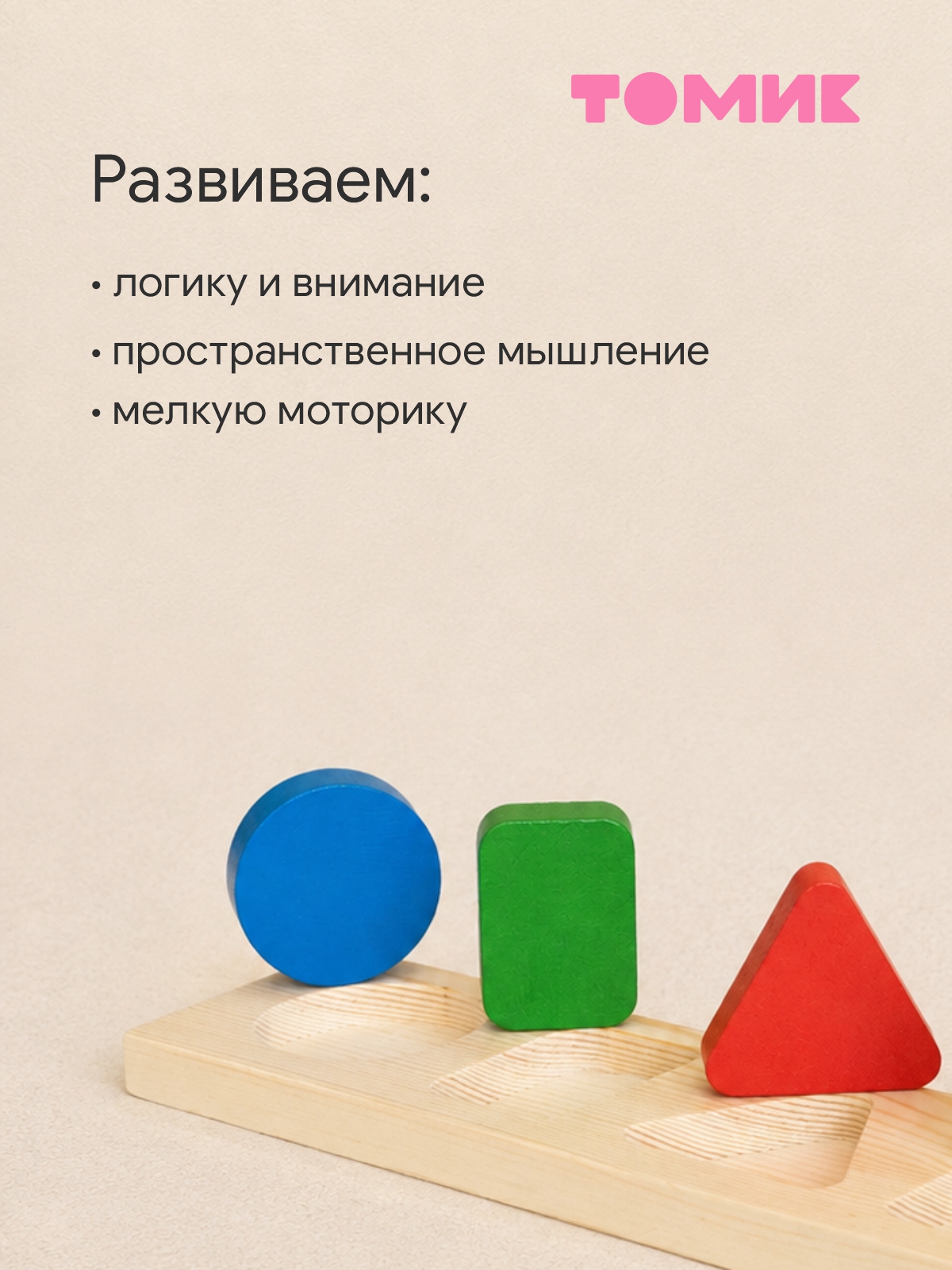 Игрушка Томик сортер Геометрия 5 деталей - фото 4