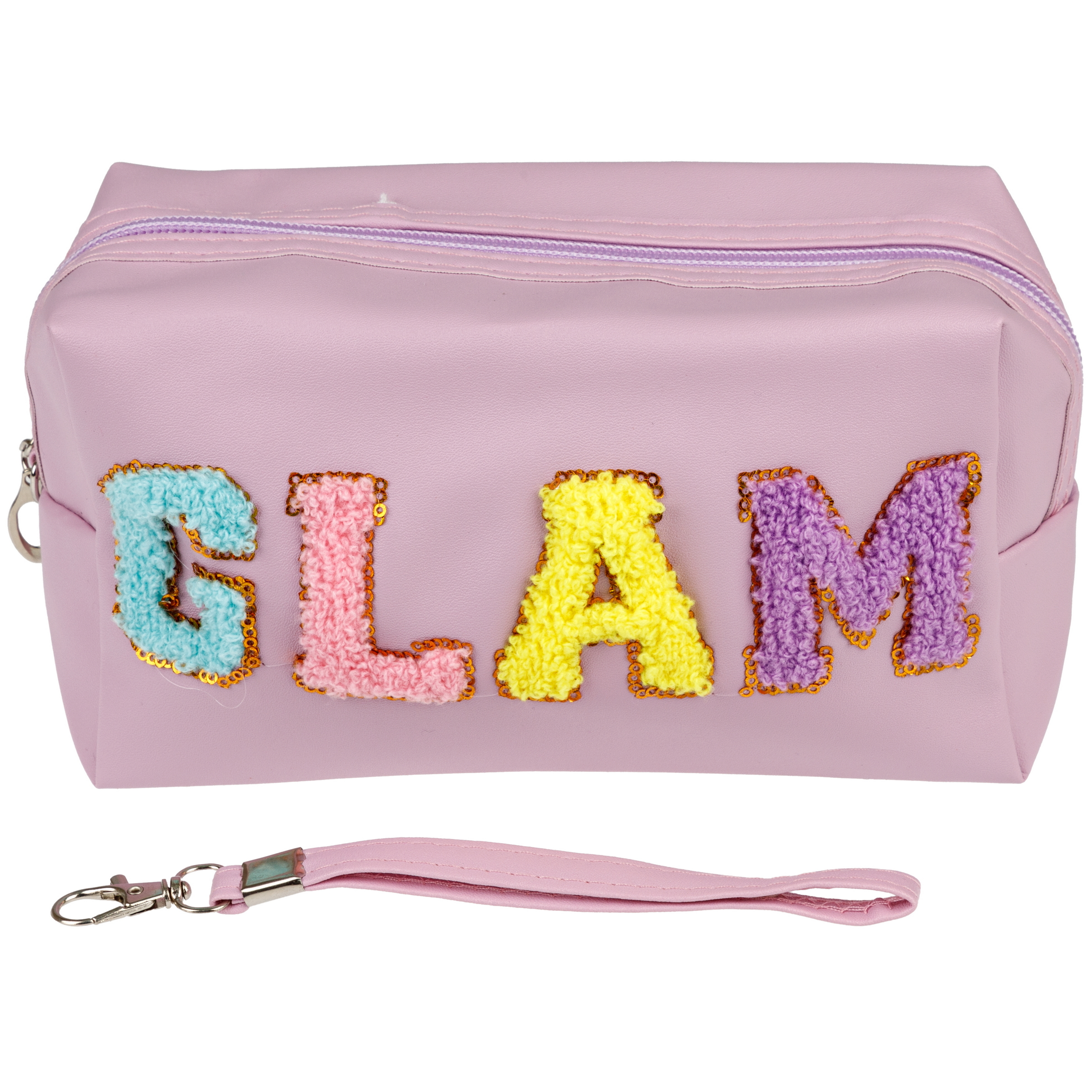 Косметичка LUKKY Glam Style с вышивкой плюшевыми буквами 18х 10х 8 см - фото 1