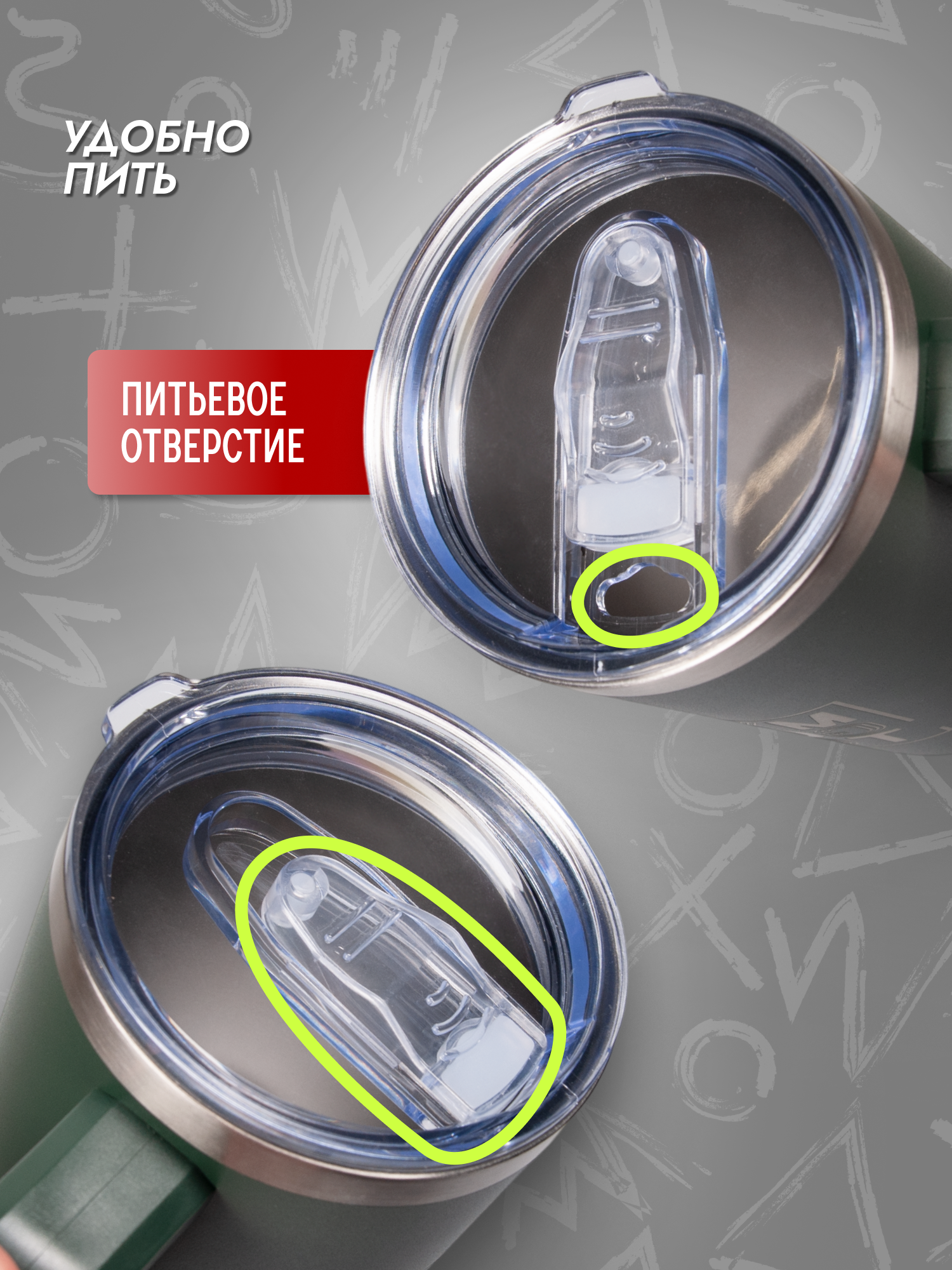 Термокружка MY GO TO Tumbler 1,18 л с ручкой, темно-зеленый - фото 8