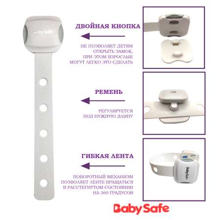 Набор блокираторов Baby Safe для дверей ящиков и шкафов и кухонной техники 5 шт цвет серый