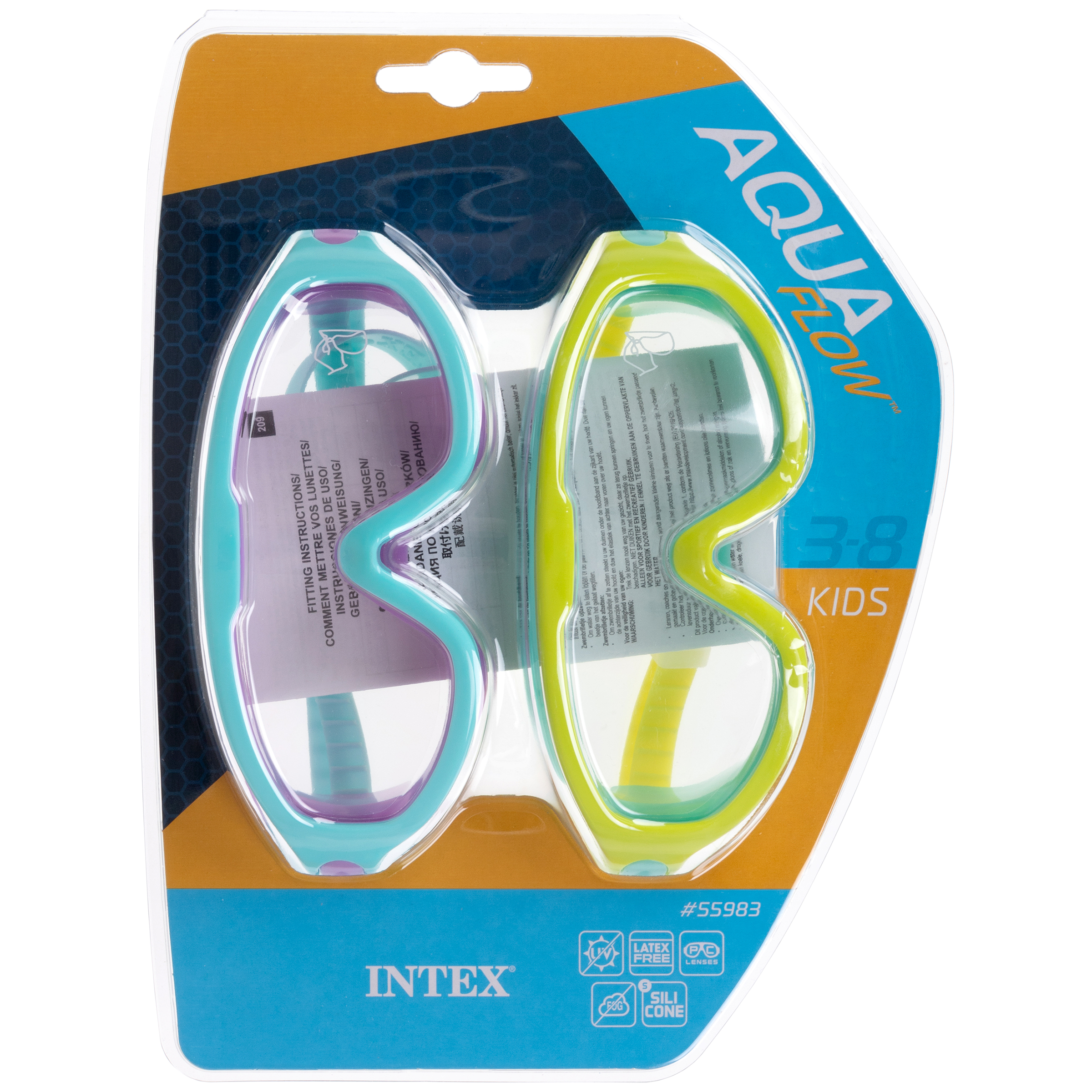 Очки для плавания детские Intex набор 2 шт. для девочки и мальчика для бассейна водные подводные 3-8 лет - фото 10
