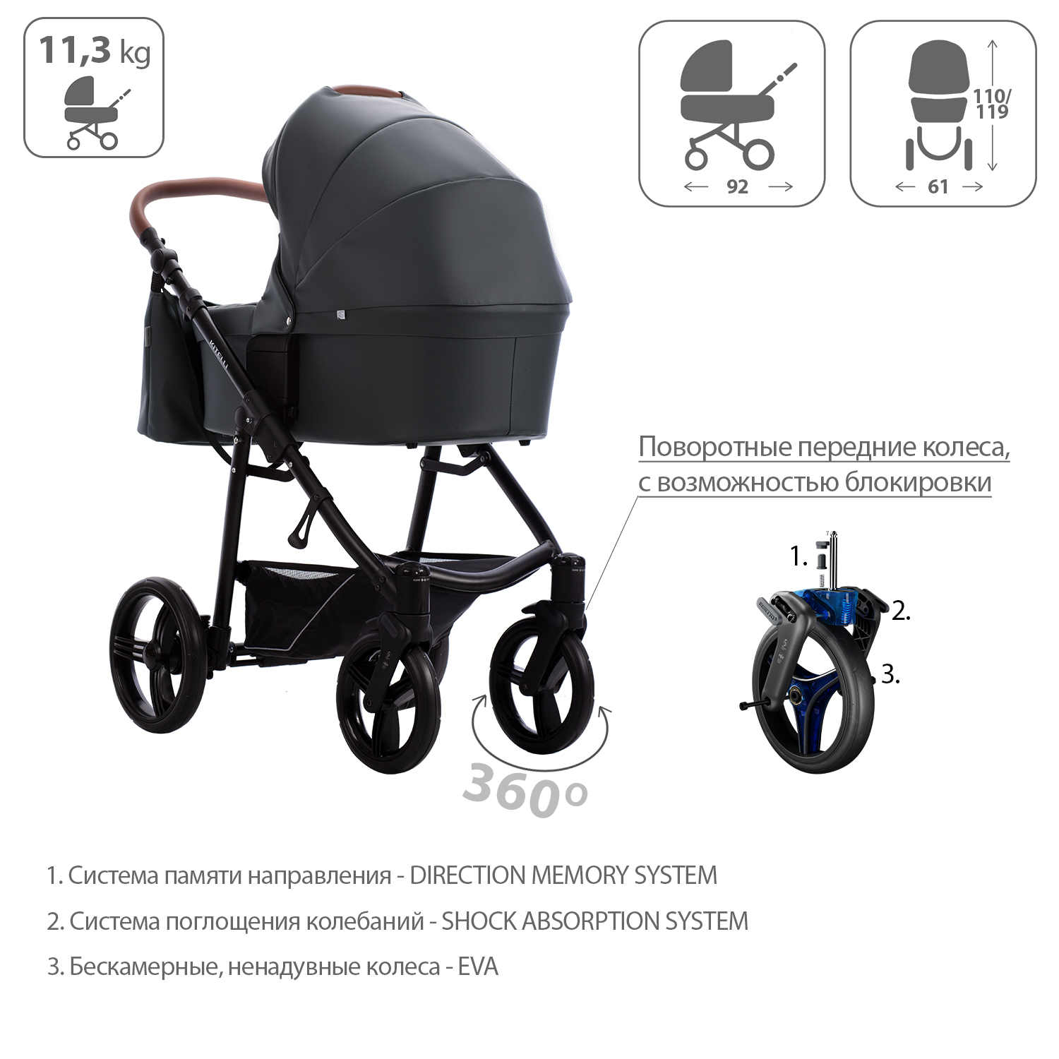 Коляска 2в1 Bebetto Kitelli PRO - фото 4