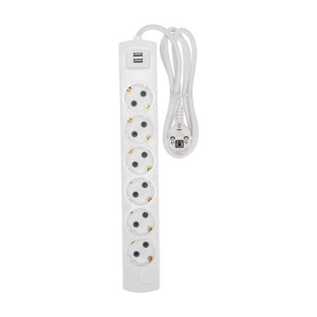 Удлинитель REXANT Premium 1.5 метра 6 гнезд сз 2 USB белый