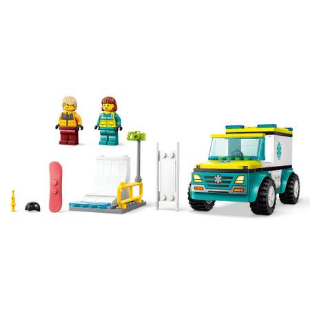 Конструктор LEGO City Скорая помощь и сноубордист блочный