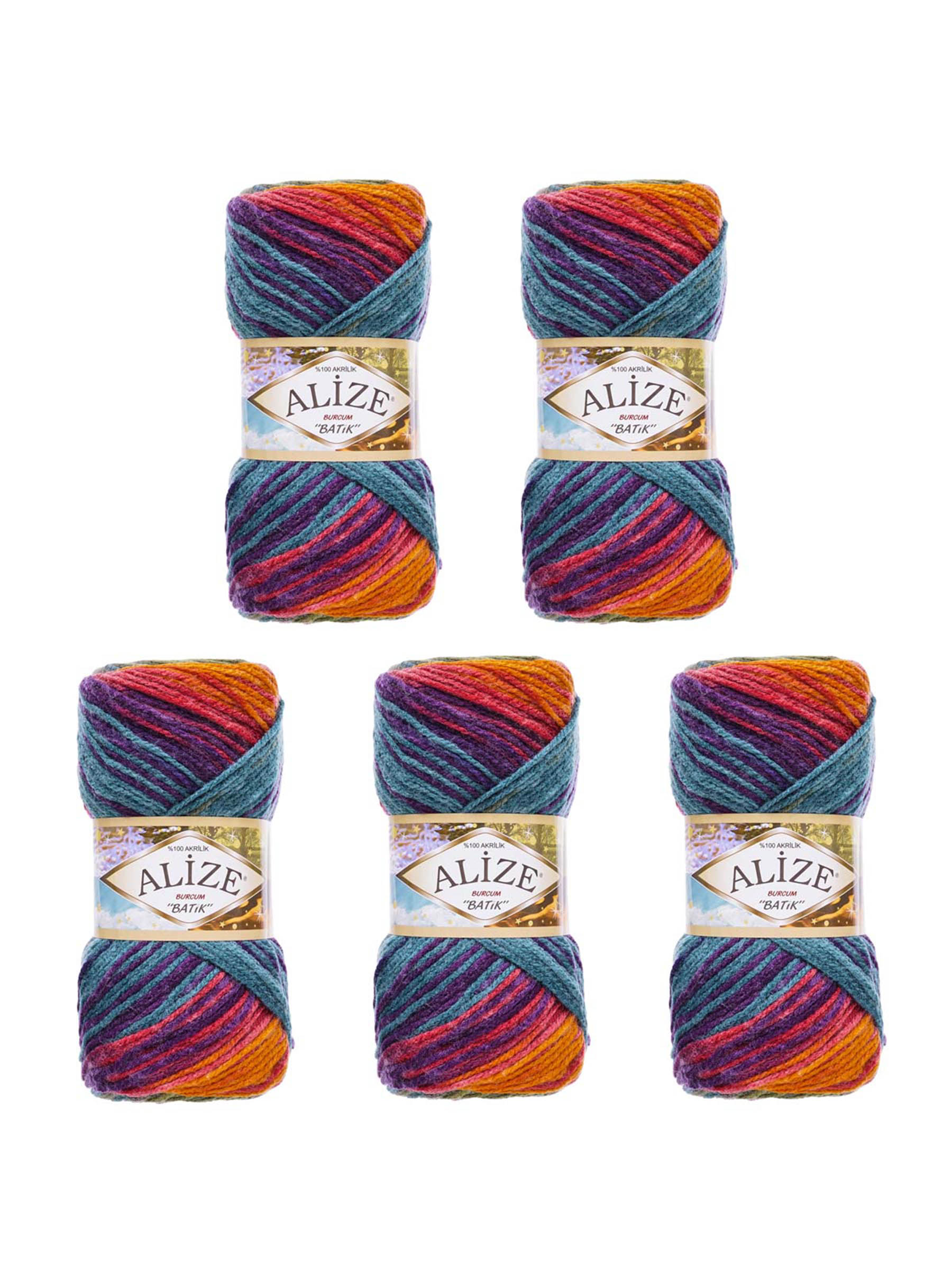 Пряжа Alize для вязания Burcum Batik 100 гр 210 м 5 мотков 4827 секционный - фото 6