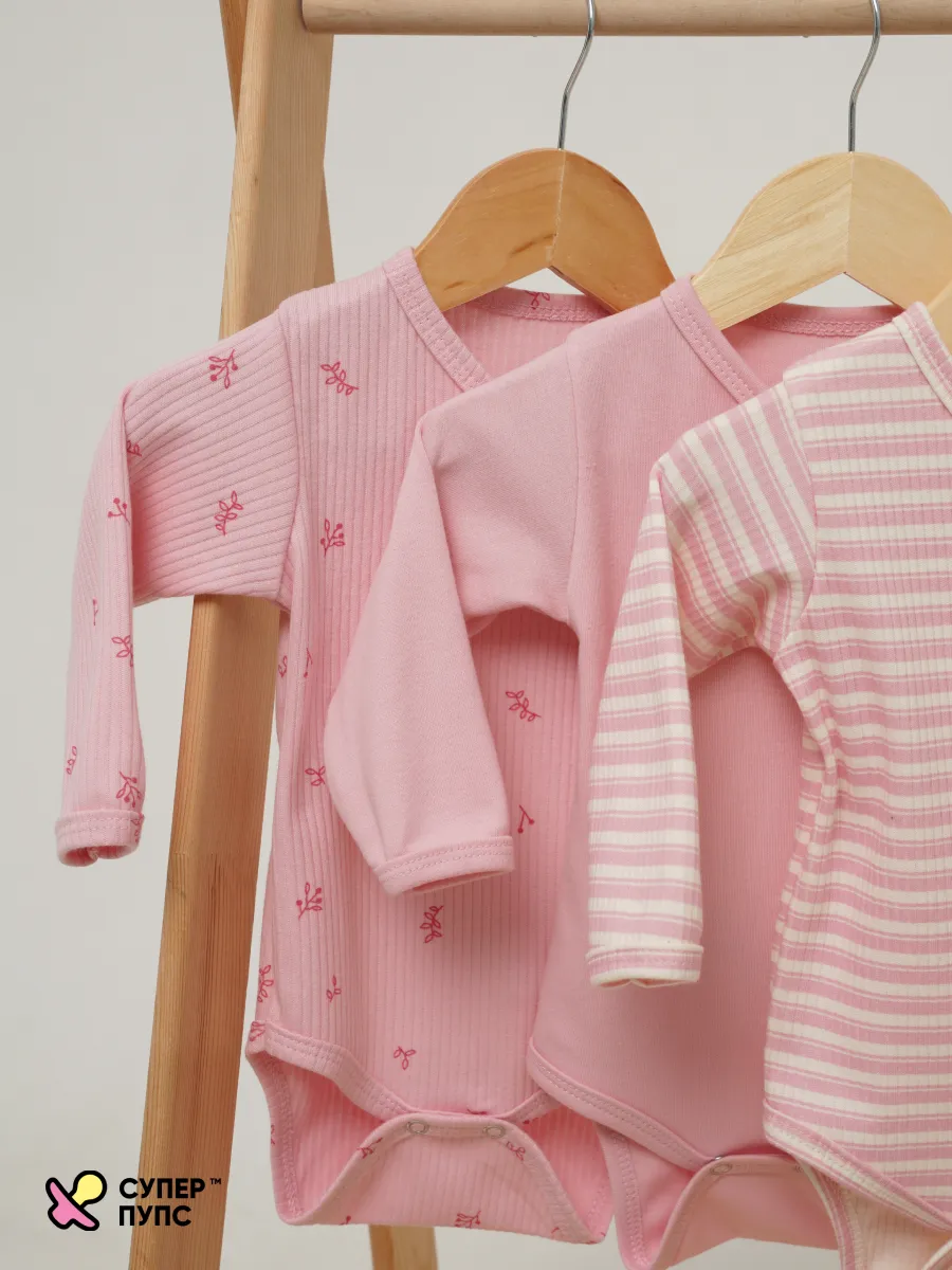 Боди 3 шт Супер Пупс нбр/3пр/бд/зап/розовыеягодки - фото 26