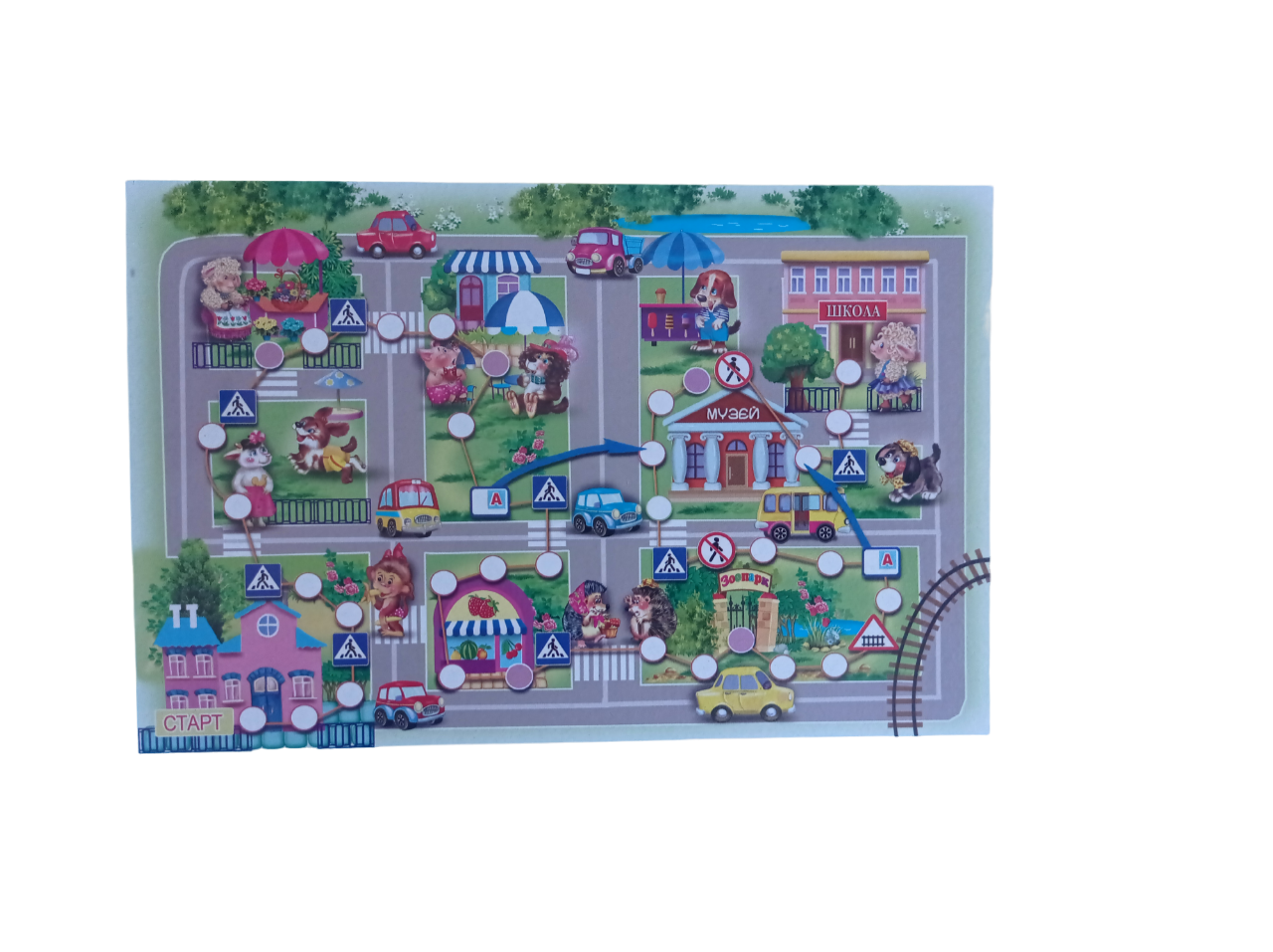 Игра-ходилка с карточками Мозайка Дорожные знаки - фото 2