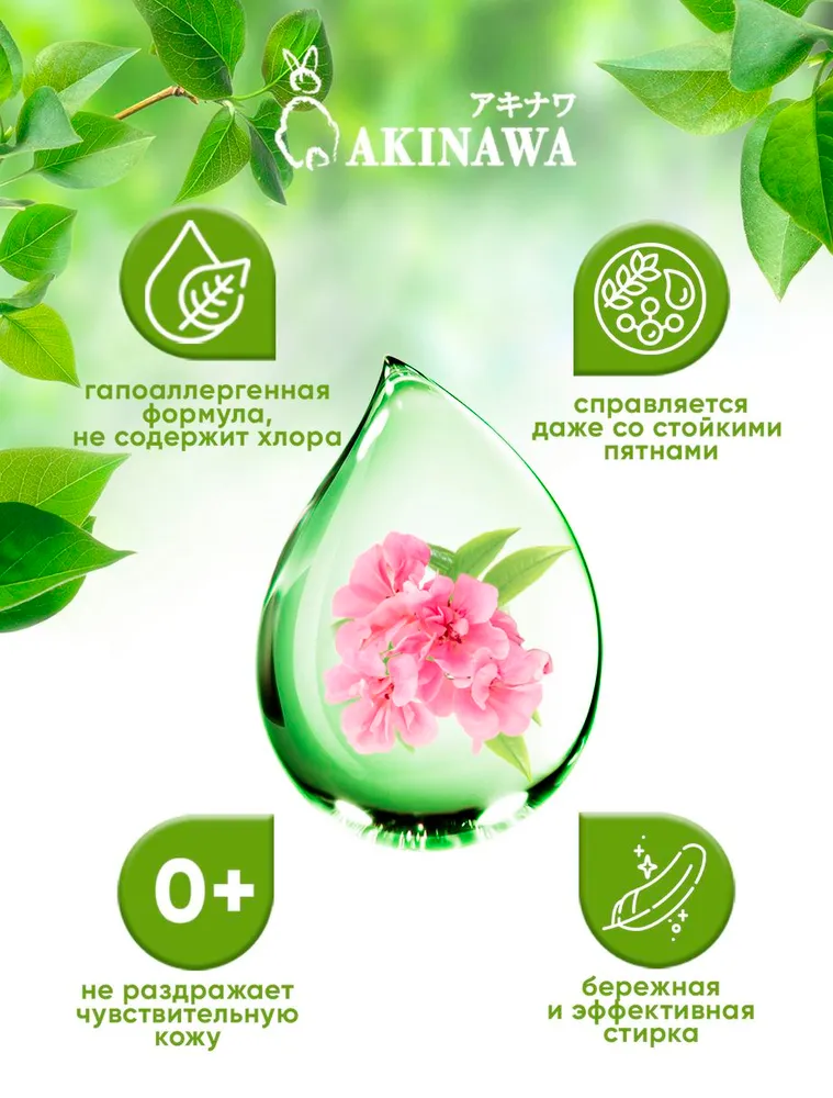 Гель для стирки AKINAWA Цветочный 2 л - фото 3