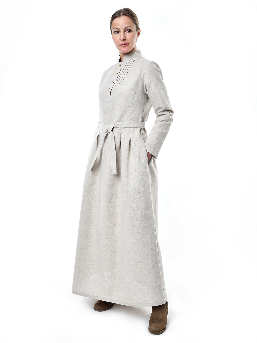 Платье Льняная Горница пл025-02/светло-серый - фото 4