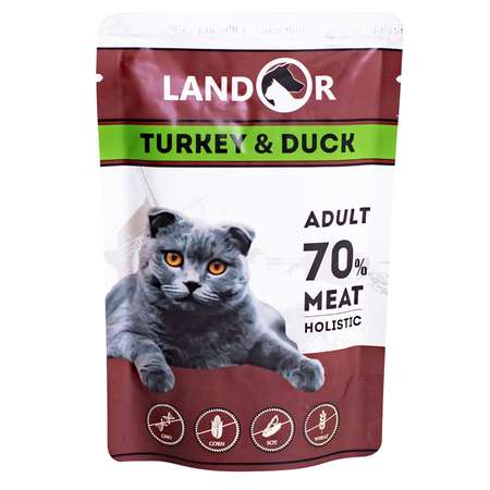 Корм для кошек Landor индейка с уткой 85г