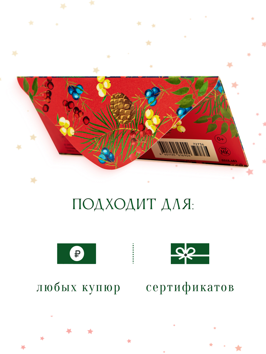 Открытка конверт для денег Арт и Дизайн С Новым Годом 83х167 мм - фото 3