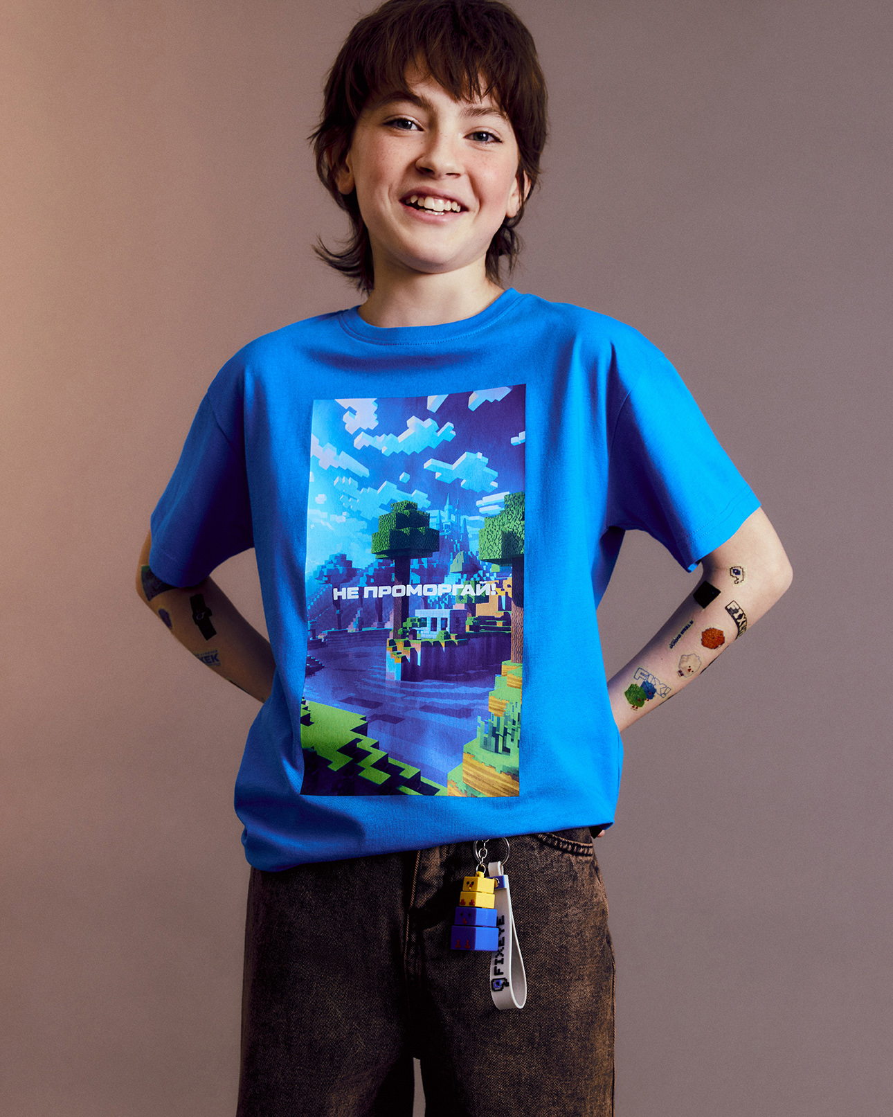 Изображение товара Футболка Futurino Fashion by Fixeye Синяя с пиксельным принтом