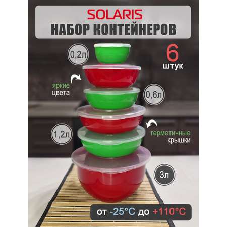 Набор мисок-контейнеров Solaris 6 шт Рождество с герметичными крышками