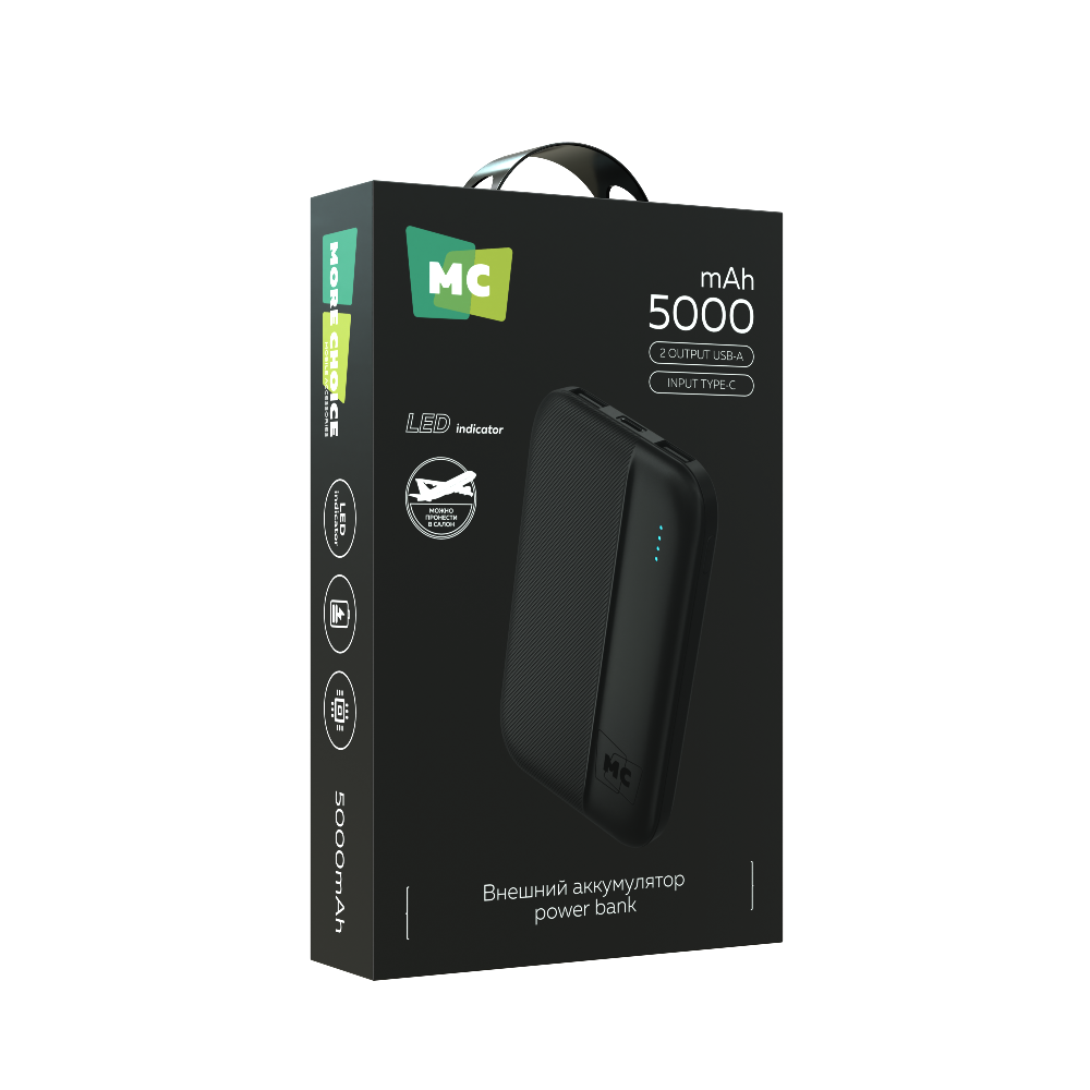 Внешний аккумулятор 5000mAh More Choice PB25-05 Black - фото 6