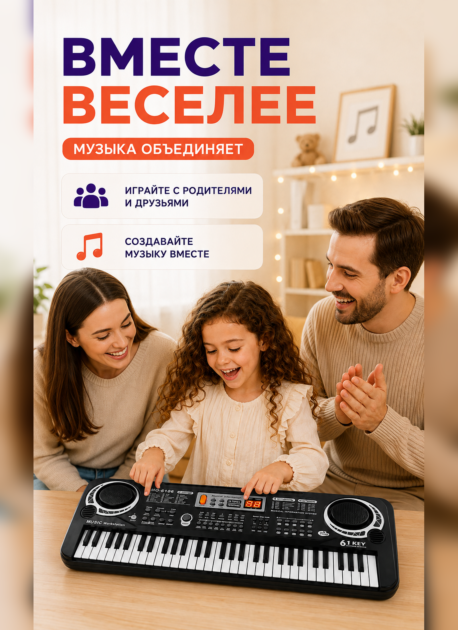 Игрушка музыкальная TrendToys Детский развивающий синтезатор, пианино, микрофон - фото 6
