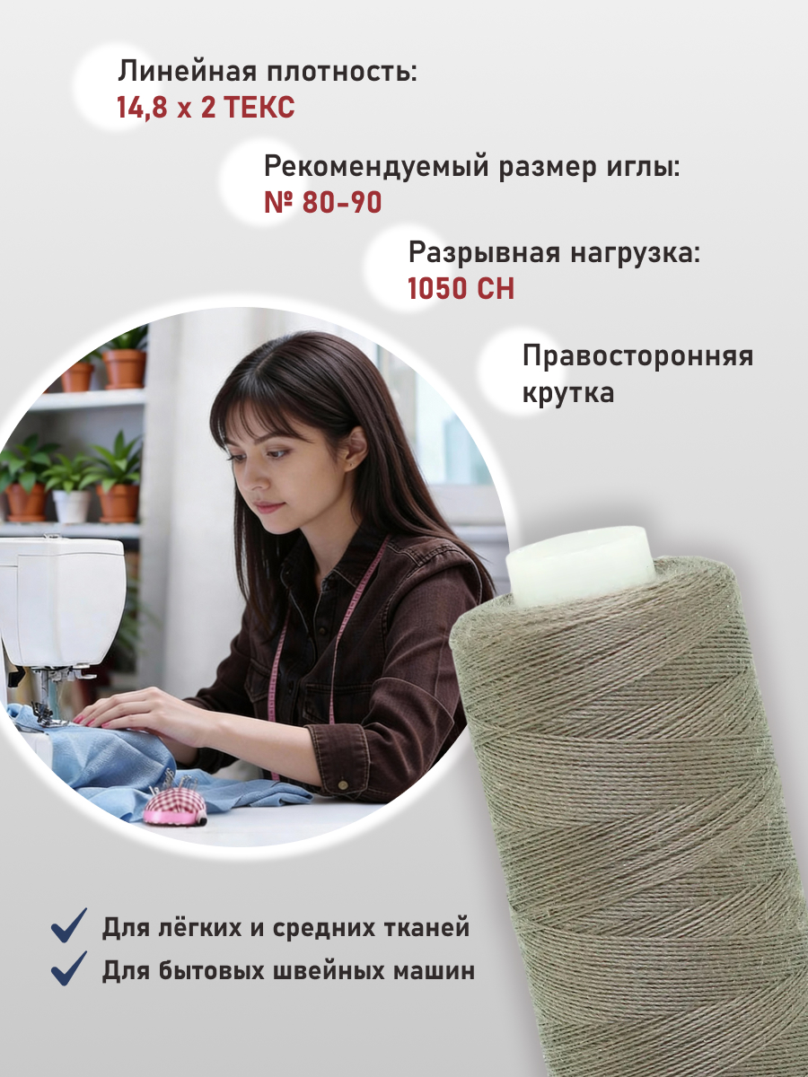 Нитки для шитья 40/2 Bestex 10шт цв 174 - фото 2