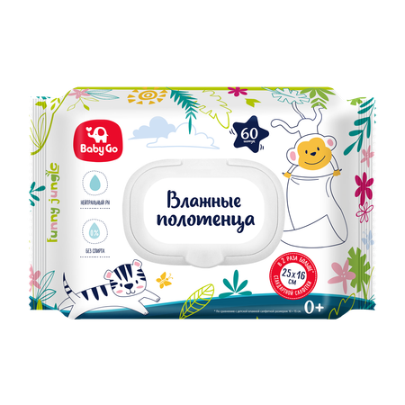 Влажные полотенца BabyGo 60 шт.
