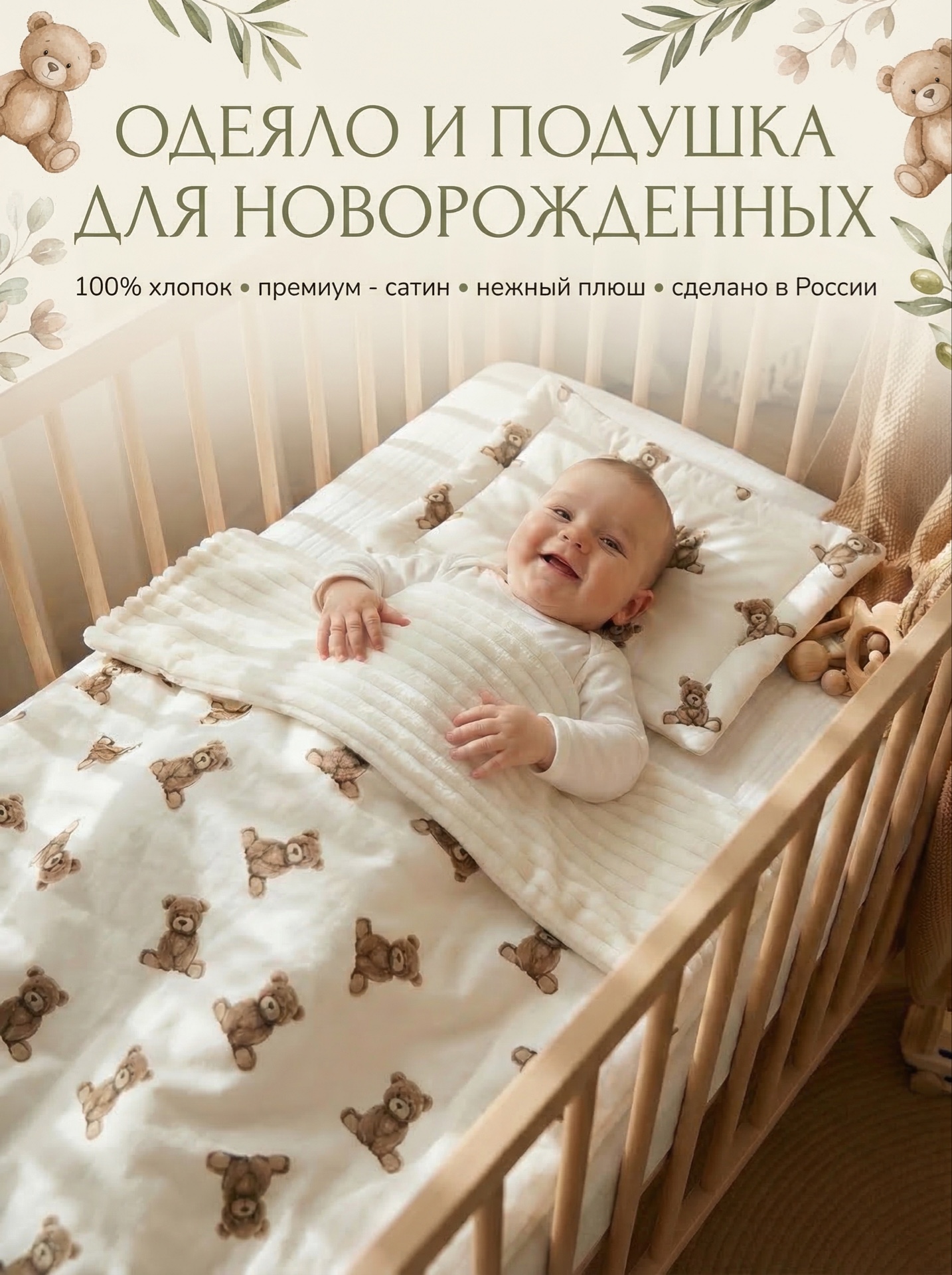Одеяло Bambini Love хлопок 73 x 88 см - фото 1