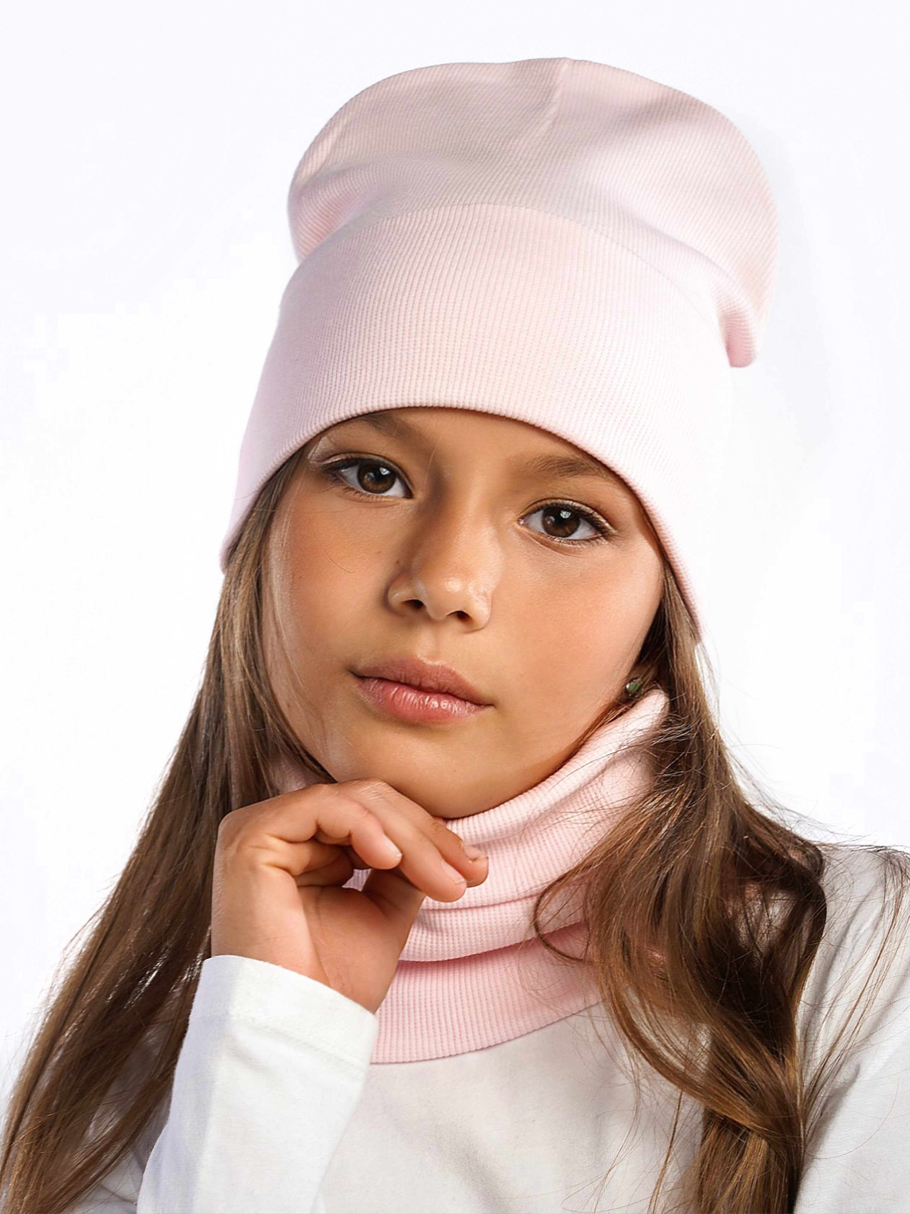 Шапка и снуд ПриКиндер U-Sp24554 Цвет: Нежно-розовый - фото 8