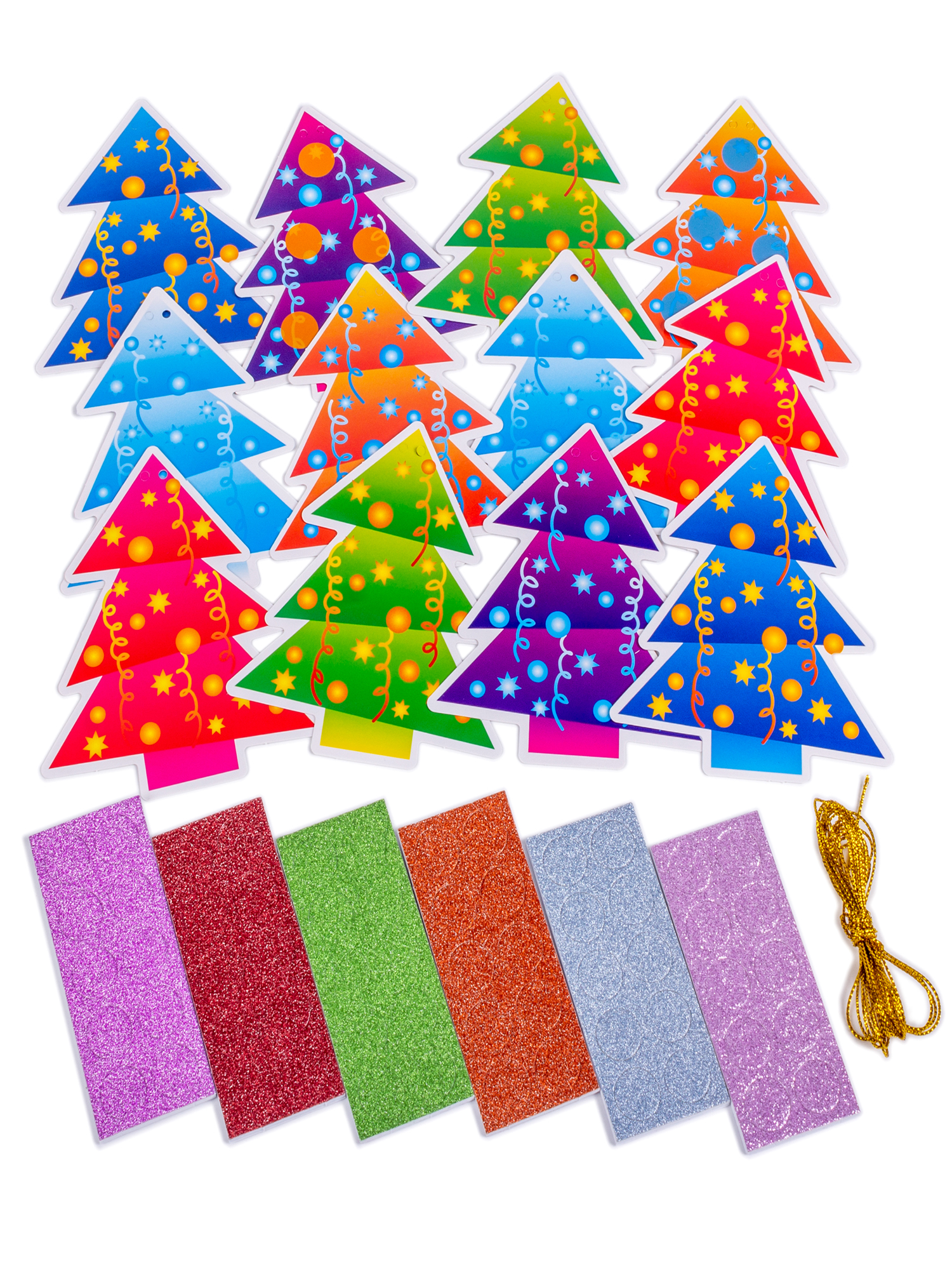 Набор для творчества Дрофа-Медиа Новогодняя гирлянда Ëлочки аппликация - фото 3