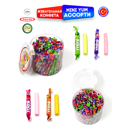 Жевательные палочки TAYAS Жевательные палочки конфетки MINIYUM TAYAS, ассорти 3 вкуса, набор в подарок