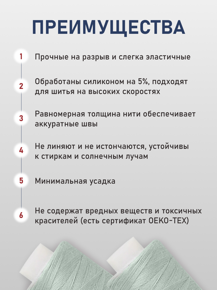 Нитки для шитья 40/2 Bestex 10шт цв 308 - фото 3