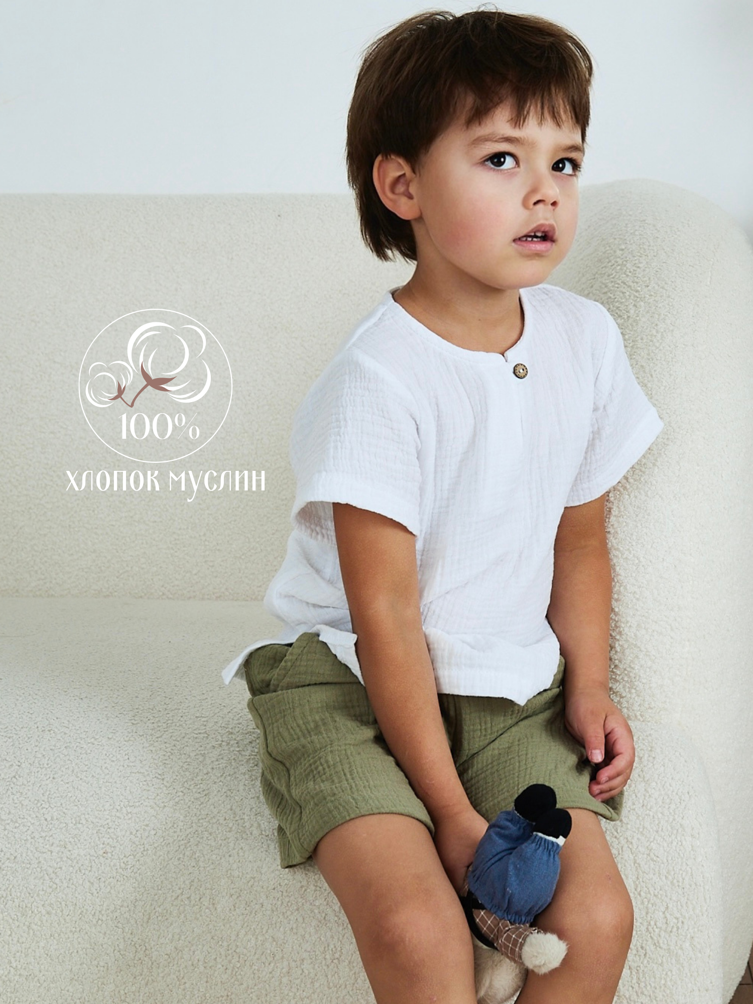 Шорты MOUN Шорты_муслин_хаки - фото 3