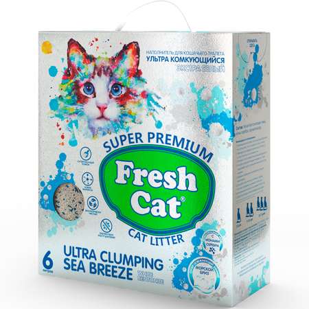 Наполнитель для кошек Fresh Cat комкующийся бентонитовый Морской бриз 5.16кг