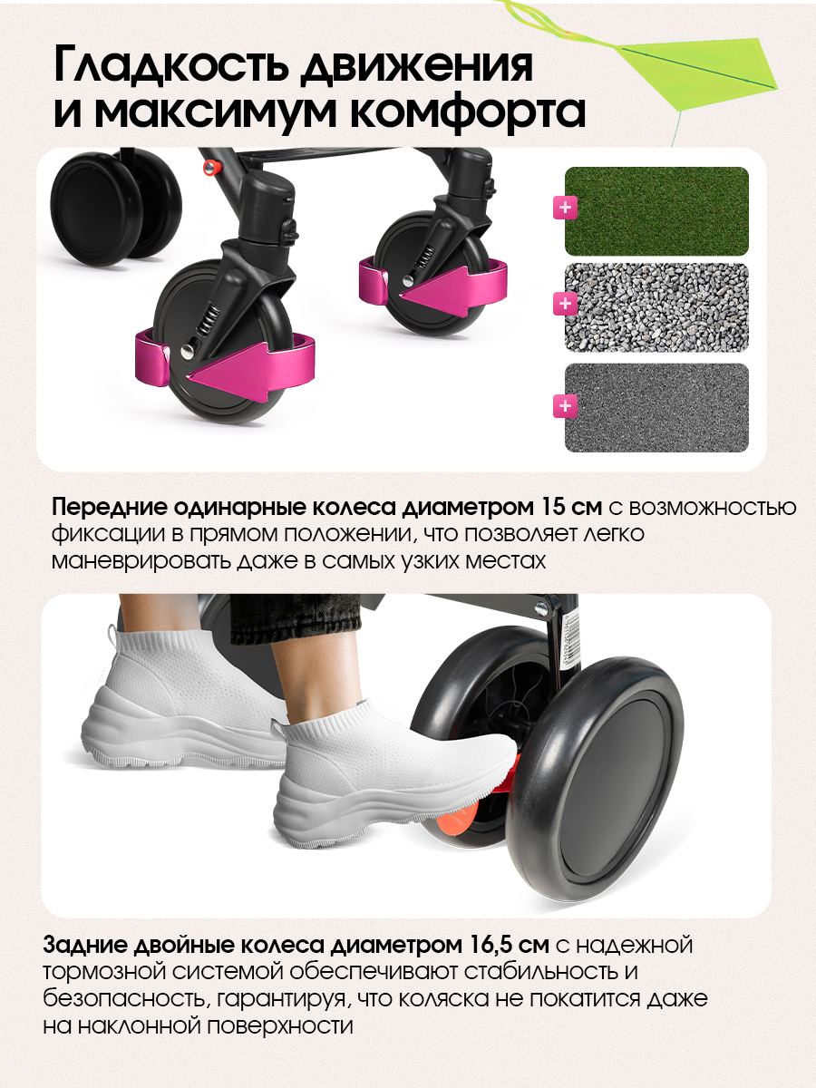 Коляска прогулочная Costa Koda розовый - фото 8