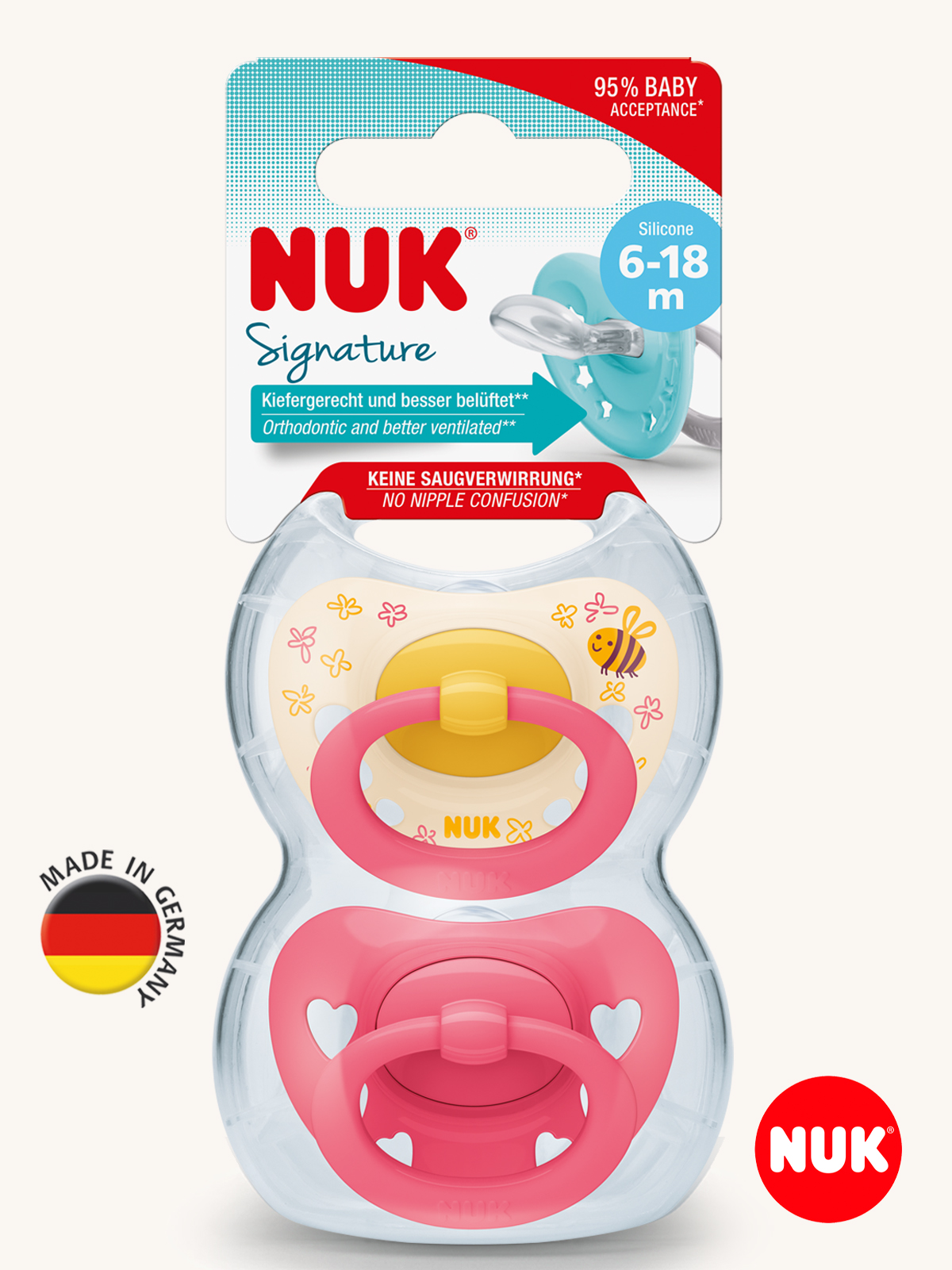 Пустышка Nuk силикон ортодонтическая от 6 мес. 2 шт. - фото 1