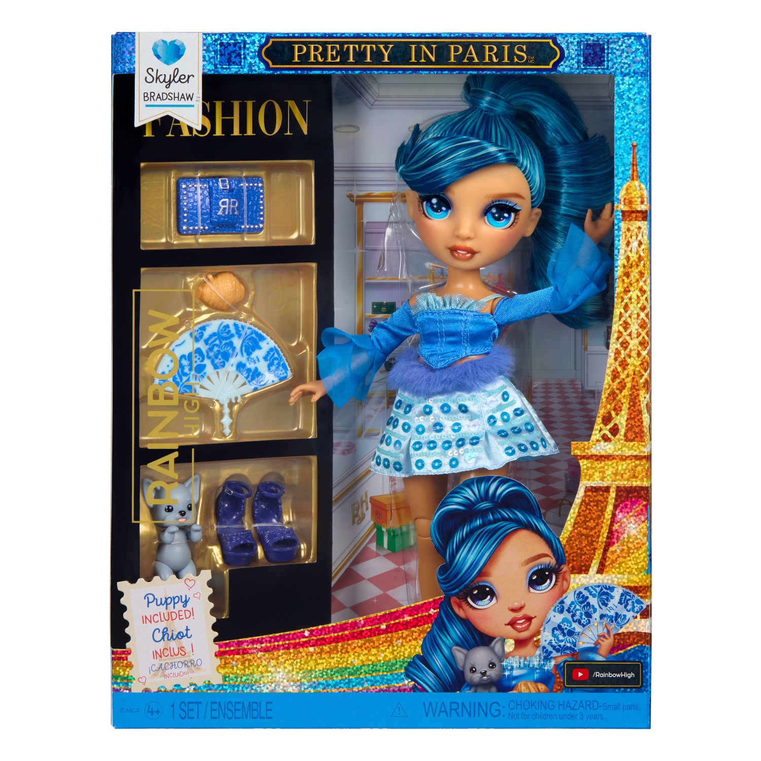 Кукла модельная Rainbow High Скайлер в Париже с акс голубая 74231 - фото 1
