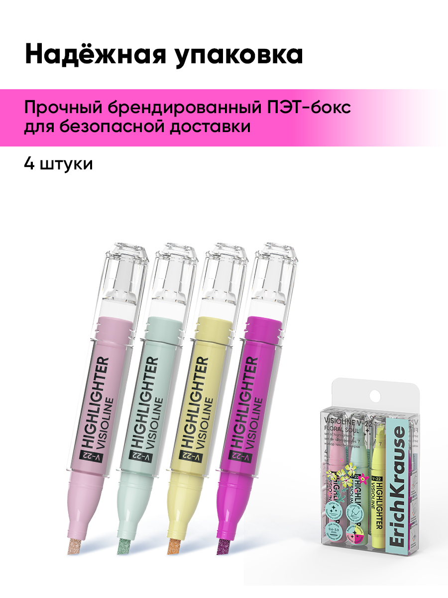 Текстовыделители ErichKrause 4 шт. - фото 10