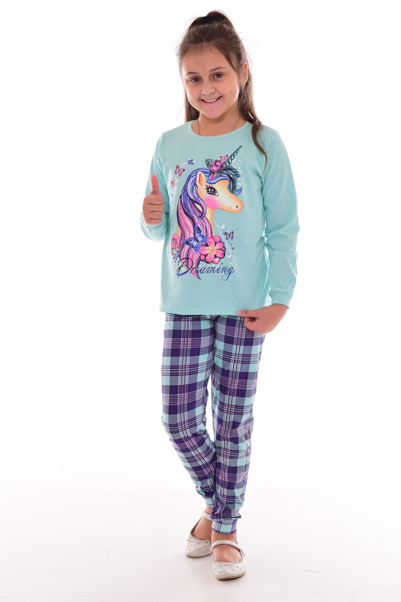 Пижама Новое кимоно 7-251б (ментол) Единорог - фото 1