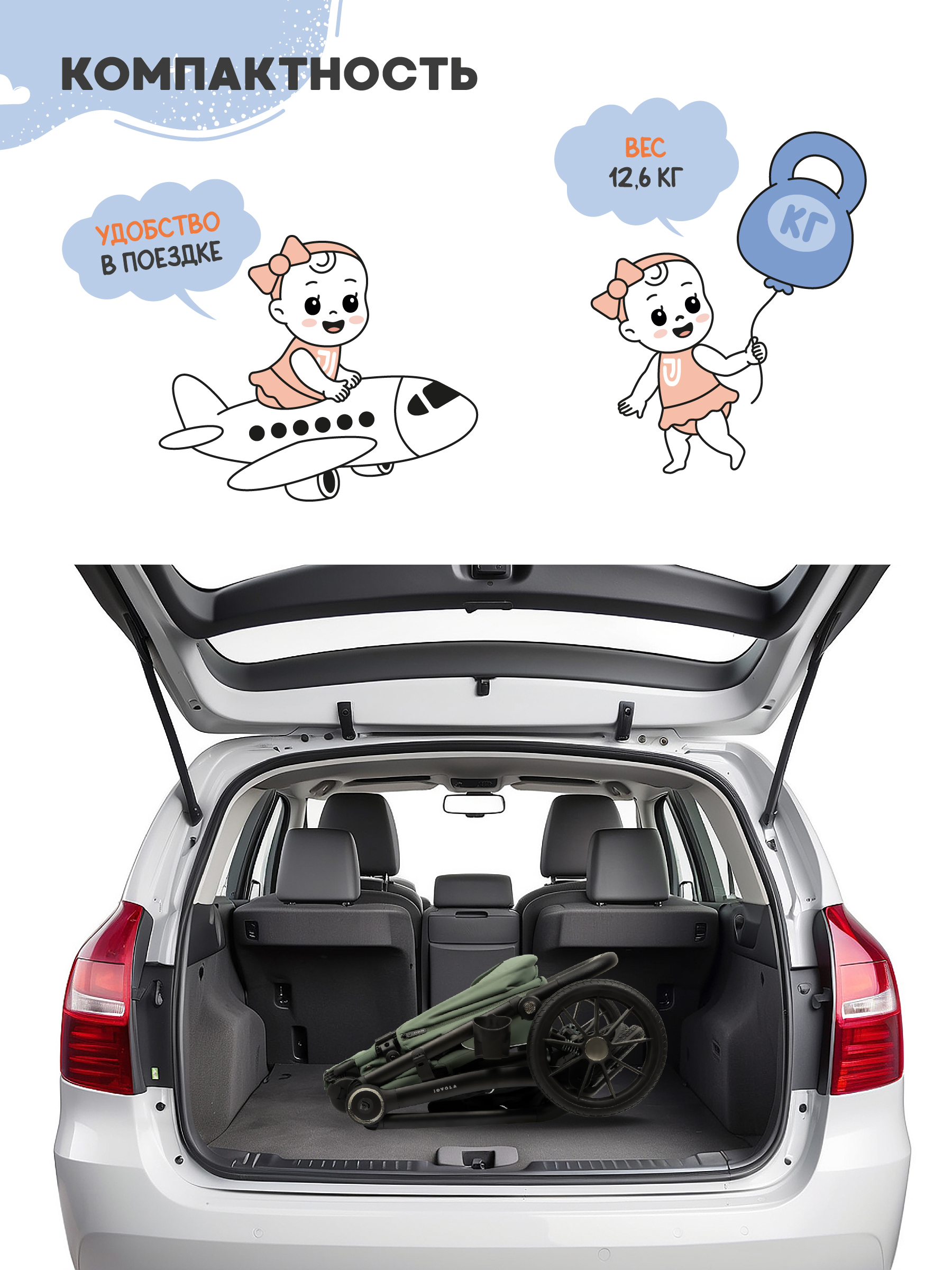 Коляска прогулочная JOVOLA LYRA зеленый - фото 2