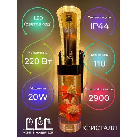 Светильник настенный LLL Бра кристалл красный