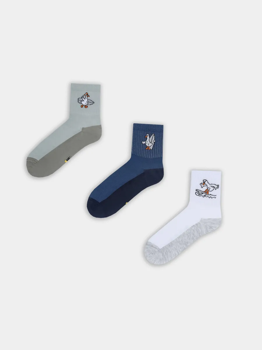 Носки 3 пары Mark Formelle (Марк Формэль) 444A-3167/джинсовый /св.оливка /белый/ - фото 6