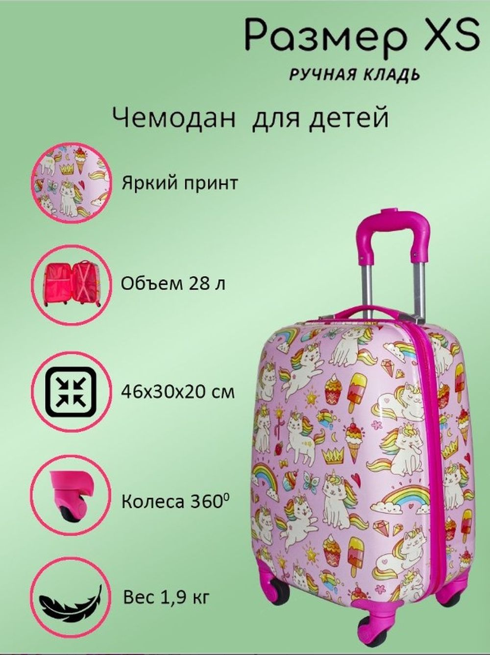 Чемодан LATS Коты-единороги - фото 3