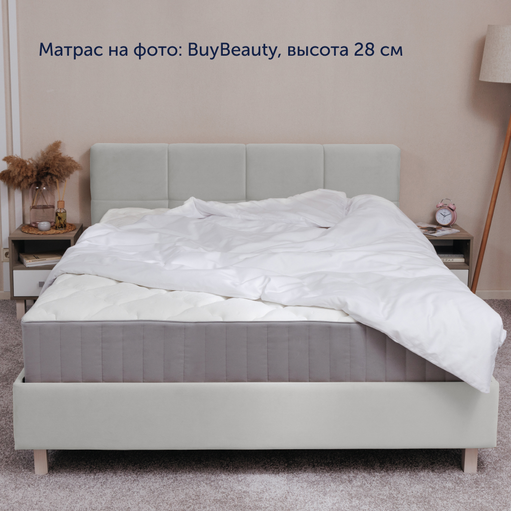 Двуспальная кровать buyson BuyGlory 200х160, серая, микровелюр - фото 6