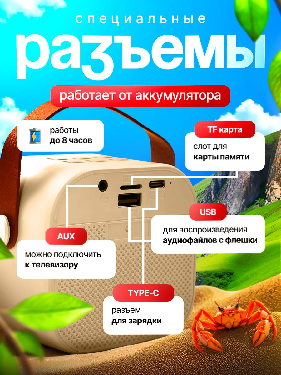 Колонка bluetooth, умная CASTLELADY беспроводная, караоке 2 шт. - фото 6